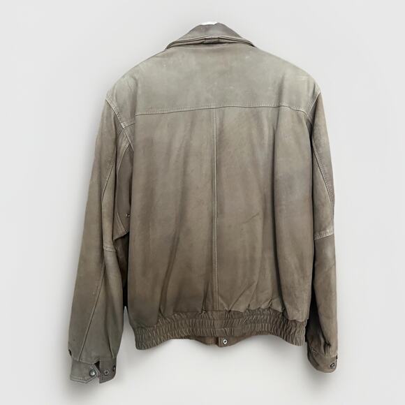 Vintage 90s Phase 2 Leather Bomber Jacket (Large) - Picture 2 of 5